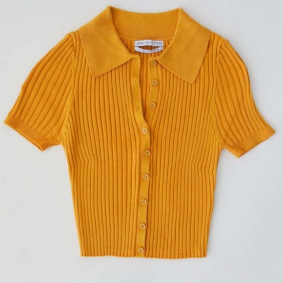 Women's Metallic Uo Lucca Ribbed Button-down Sweater - Picture 2 of 2